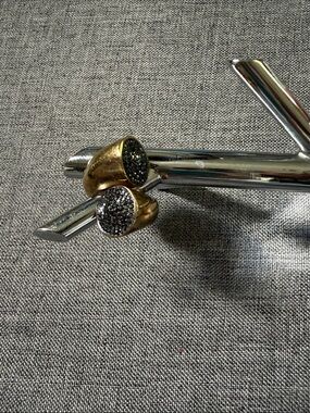 henri bendel Gold Tone Druzy Accent Rings — Black Pave Crystal; Sz -4